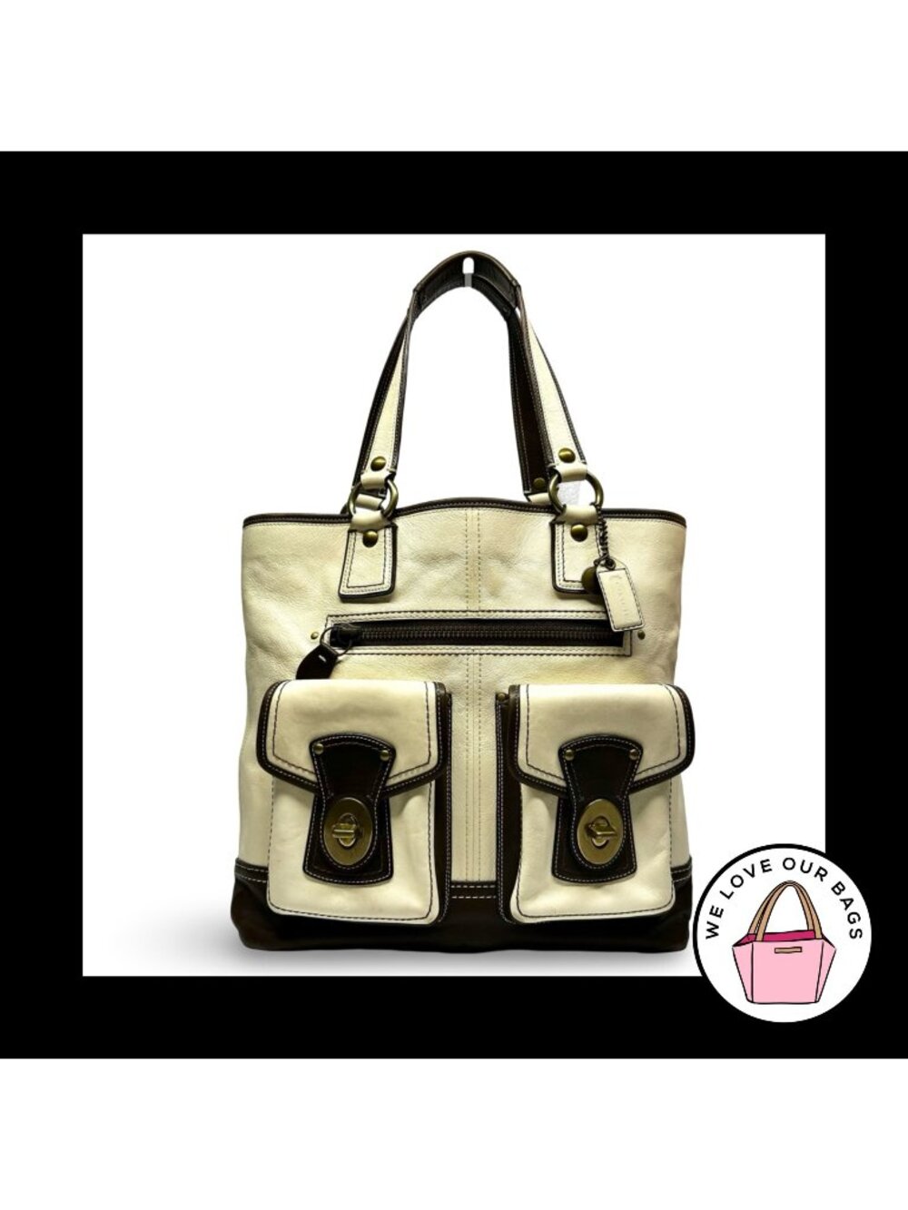 Rare $658 COACH GIGI 65th Anniversary Leather Spectator Tote Legacy Stripe 11569